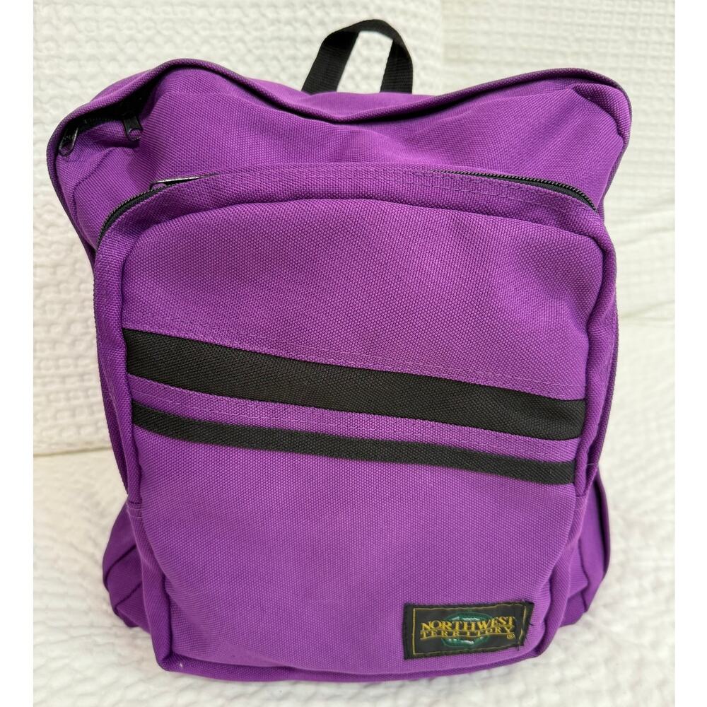 VINTAGE Northwest Territory Purple Backpack 90s Y2K Full Zip Bookbag Travel Bag